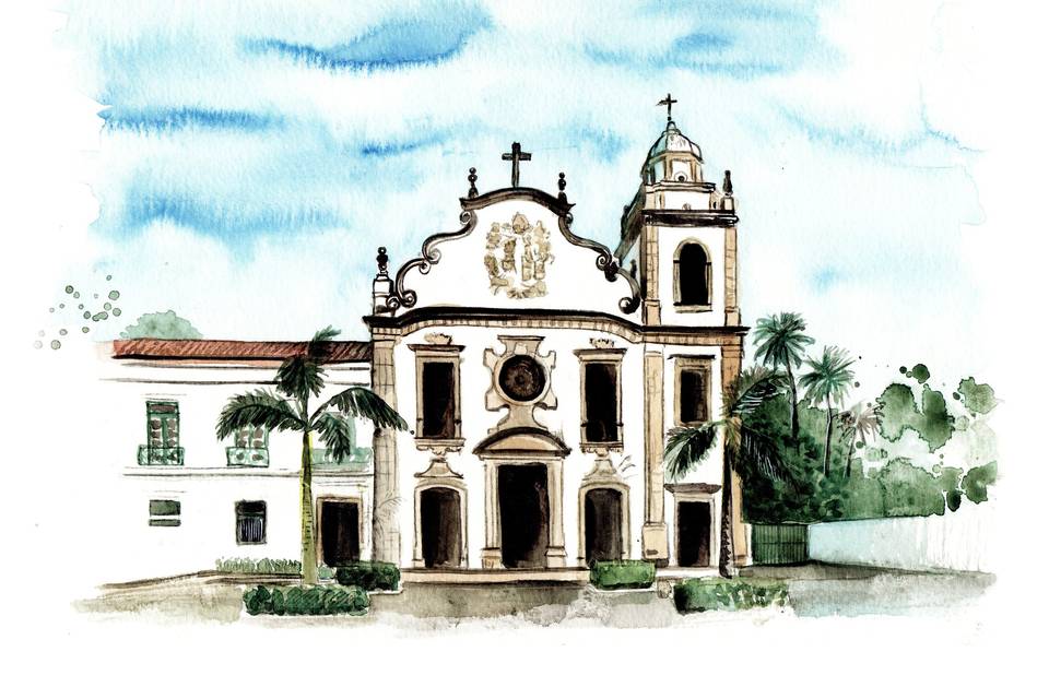 Aquarela de Paisagem Casamento
