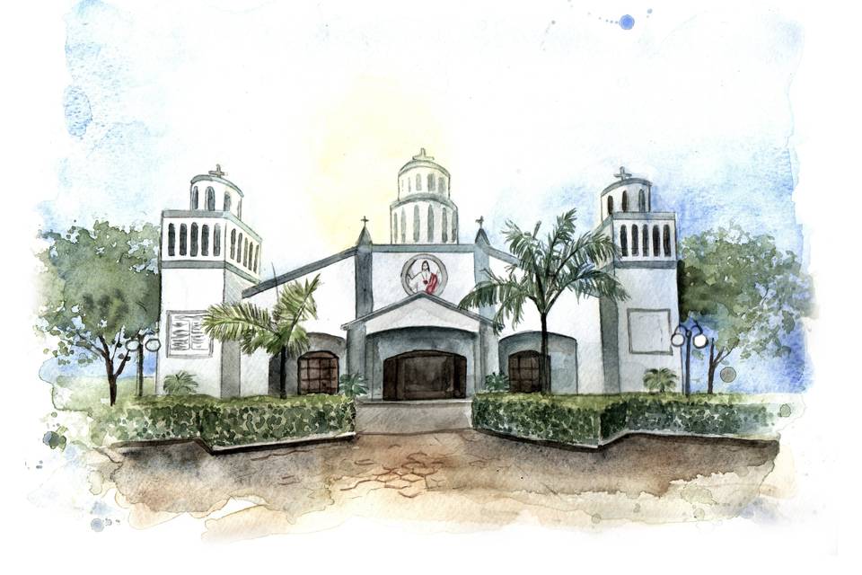 Aquarela de Paisagem Casamento