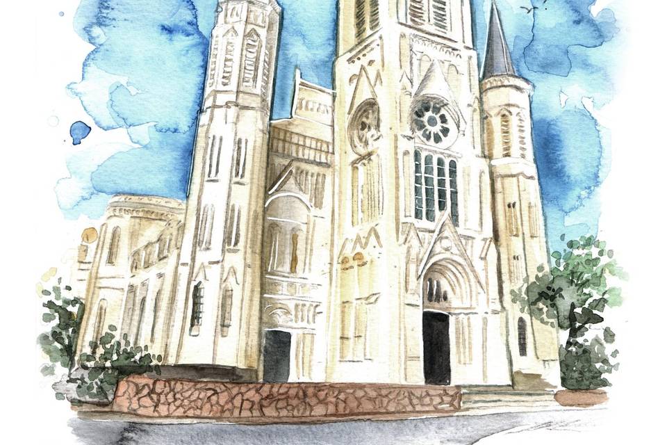 Aquarela de Paisagem Casamento
