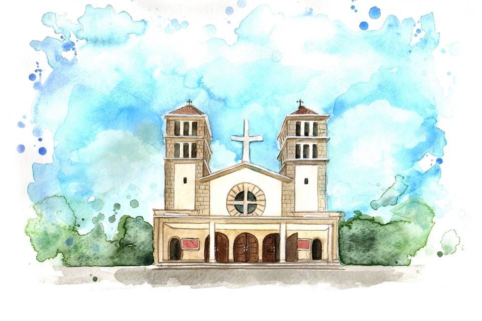 Aquarela de Paisagem Casamento