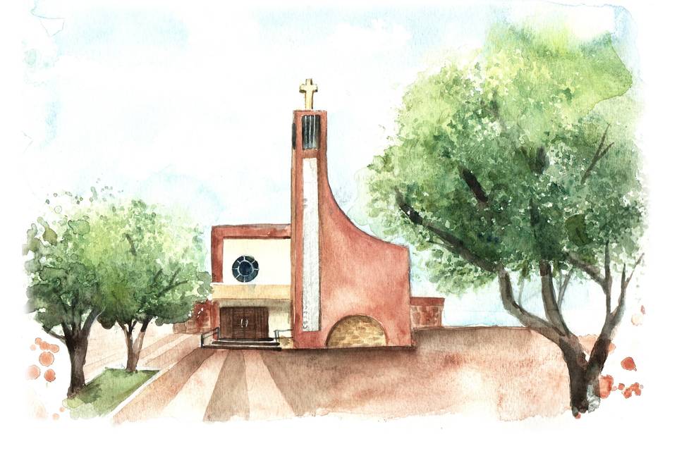 Aquarela de Paisagem Casamento
