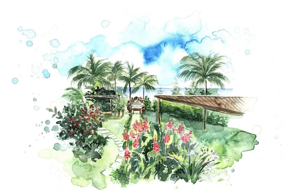 Aquarela de Paisagem Casamento