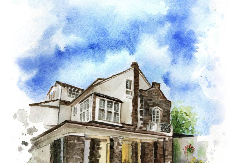 Aquarela de Paisagem Casamento