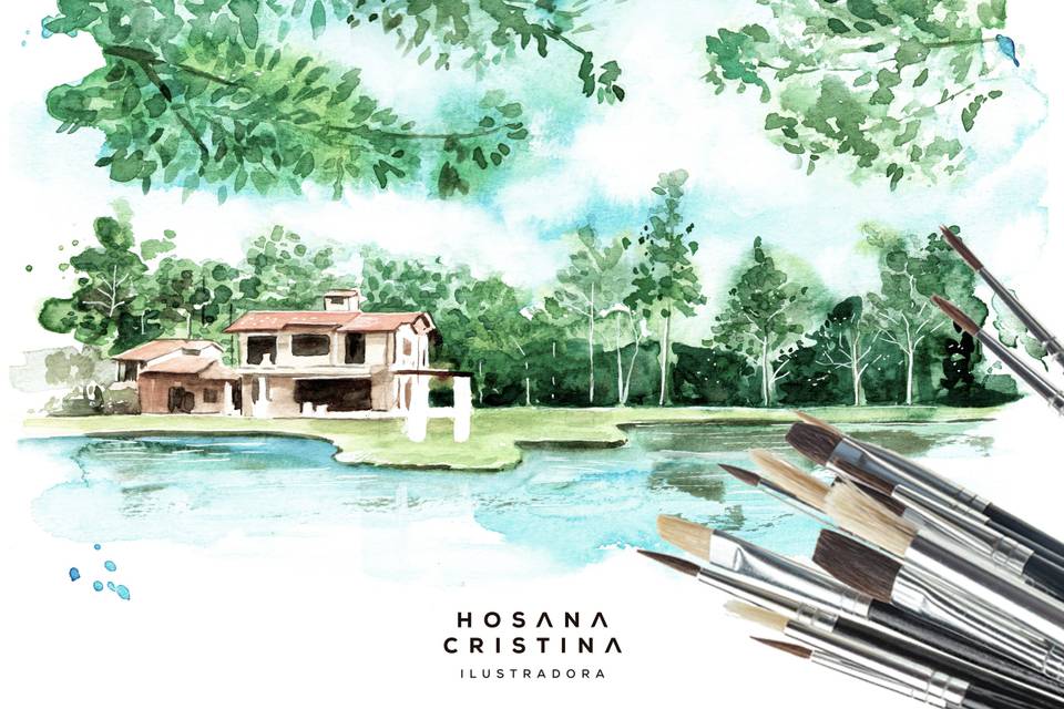 Aquarela de Paisagem Casamento
