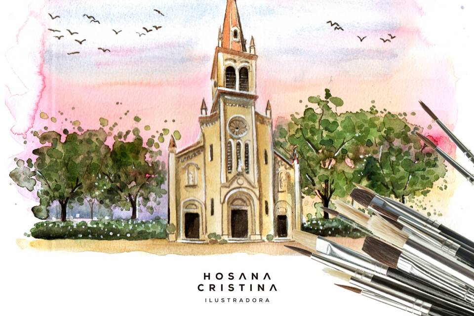Aquarela de Paisagem Casamento