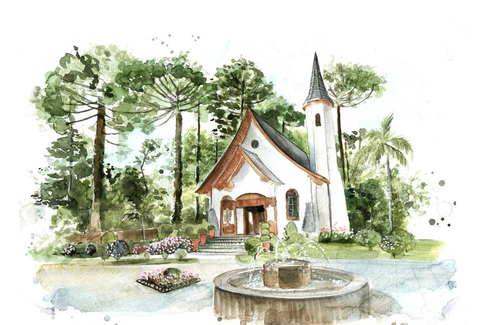 Aquarela de Paisagem Casamento
