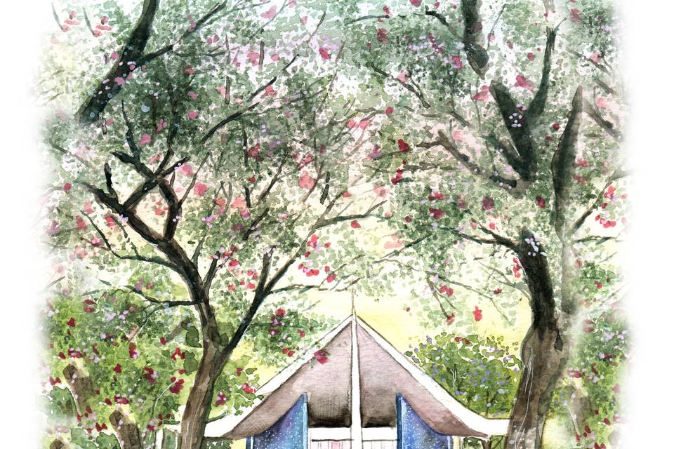 Aquarela de Paisagem Casamento