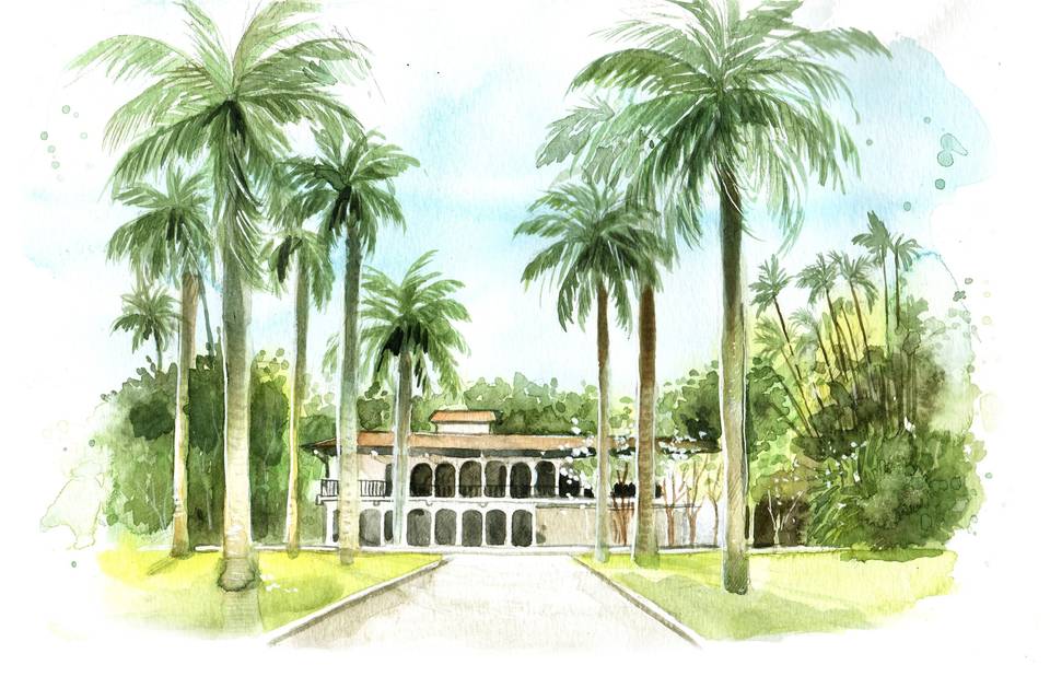 Aquarela de Paisagem Casamento