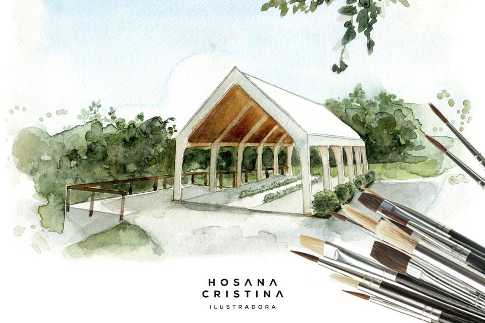 Aquarela de Paisagem Casamento