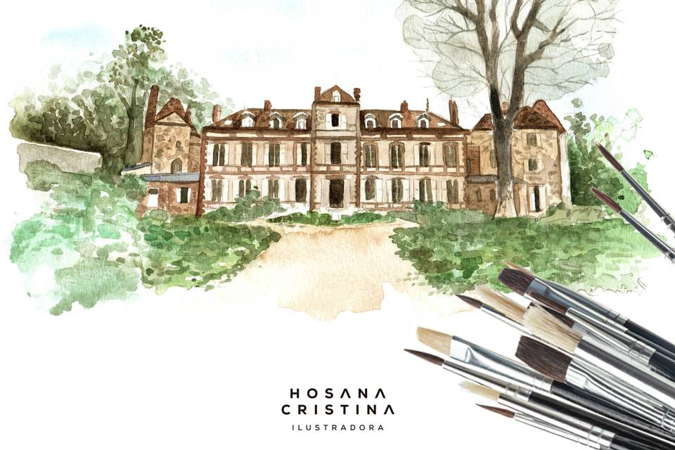 Aquarela de Paisagem Casamento