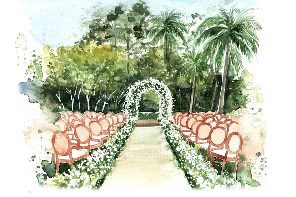 Aquarela de Paisagem Casamento