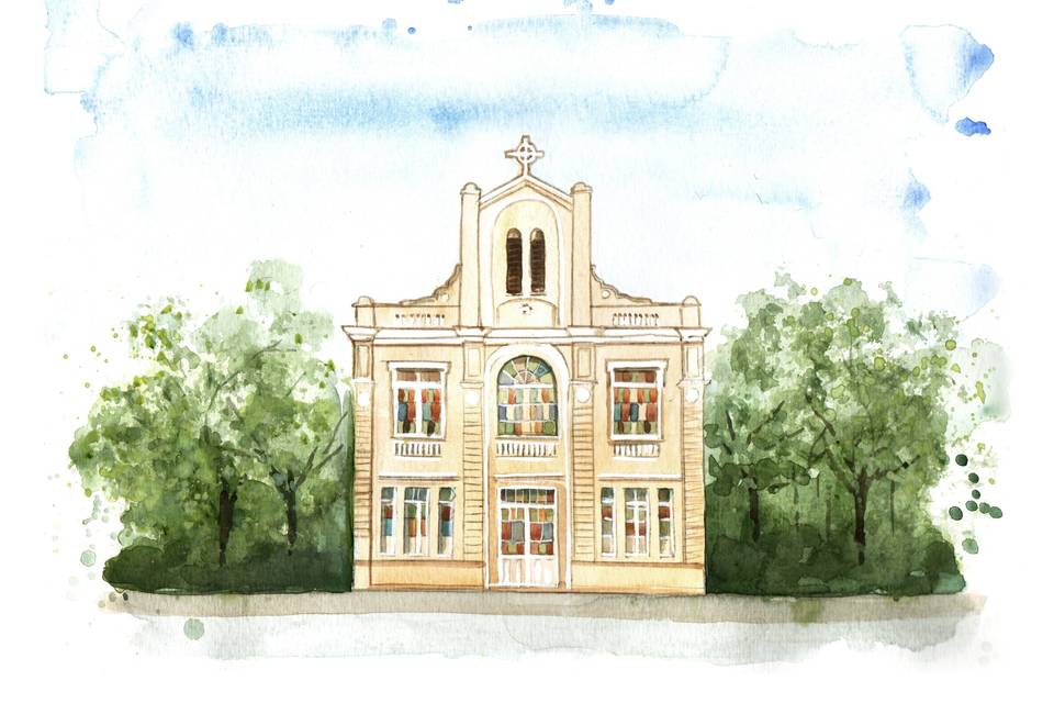 Aquarela de Paisagem Casamento