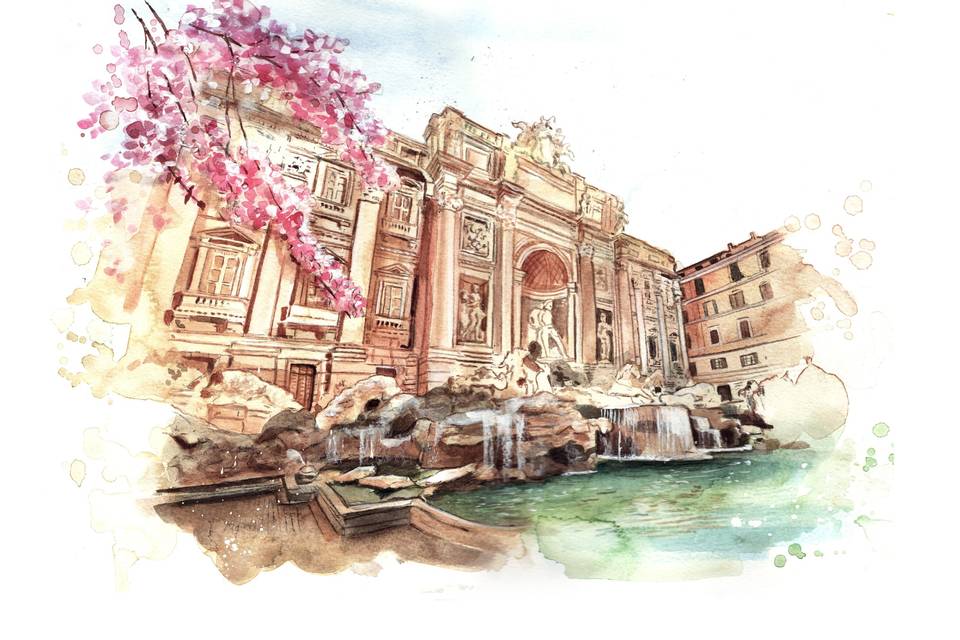 Aquarela de Paisagem Casamento