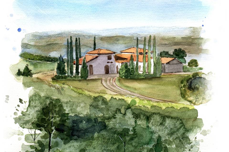 Aquarela de Paisagem Casamento
