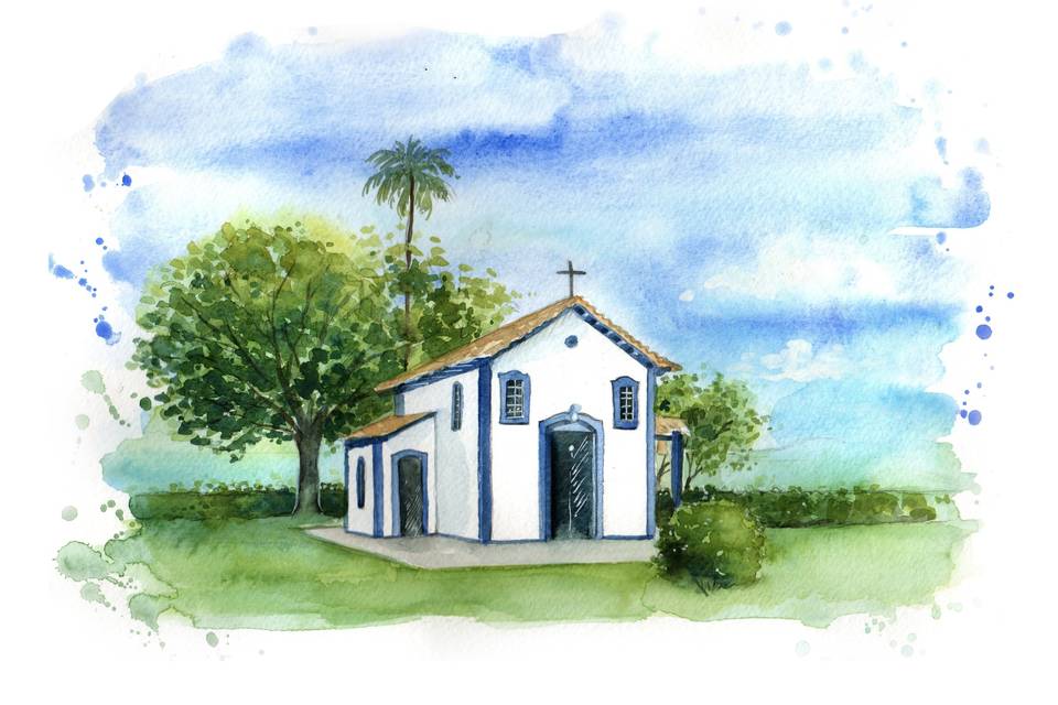 Aquarela de Paisagem Casamento