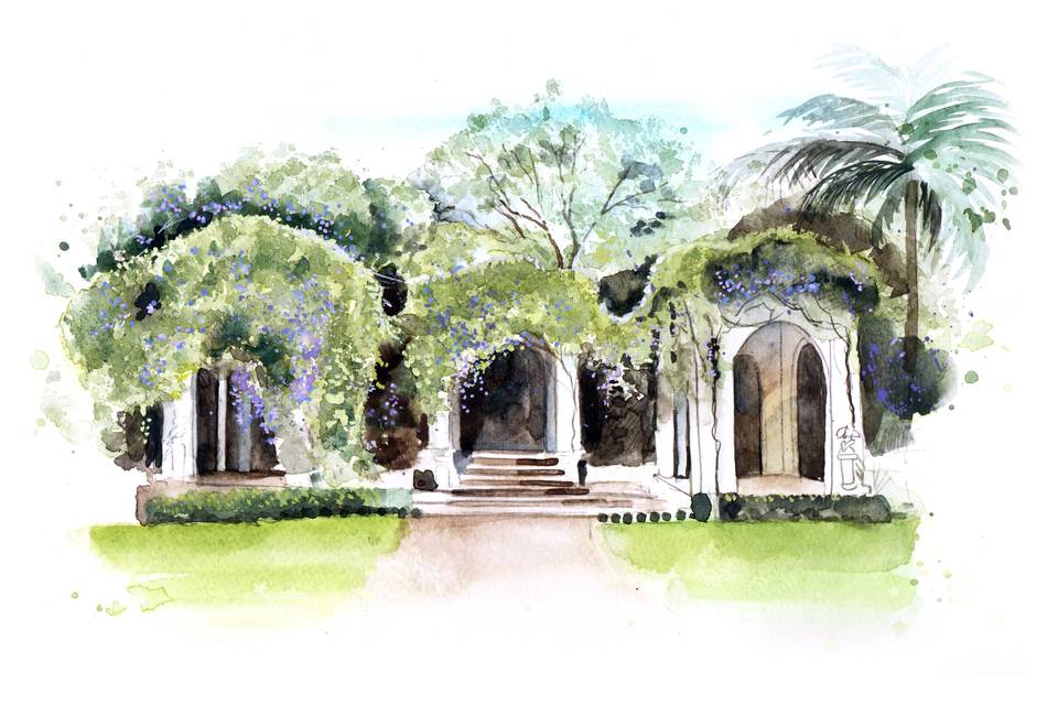 Aquarela de Paisagem Casamento