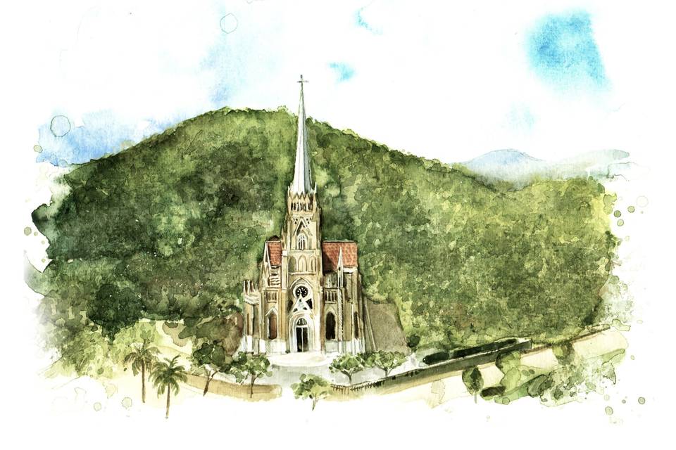 Aquarela de Paisagem Casamento