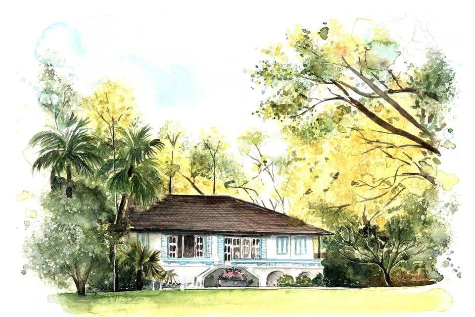 Aquarela de Paisagem Casamento