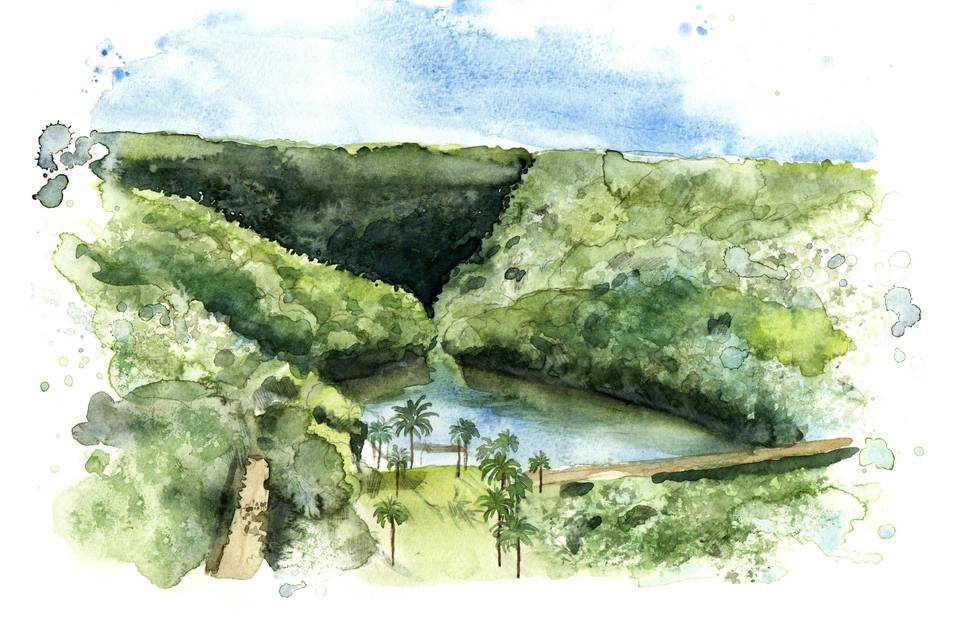 Aquarela de Paisagem Casamento