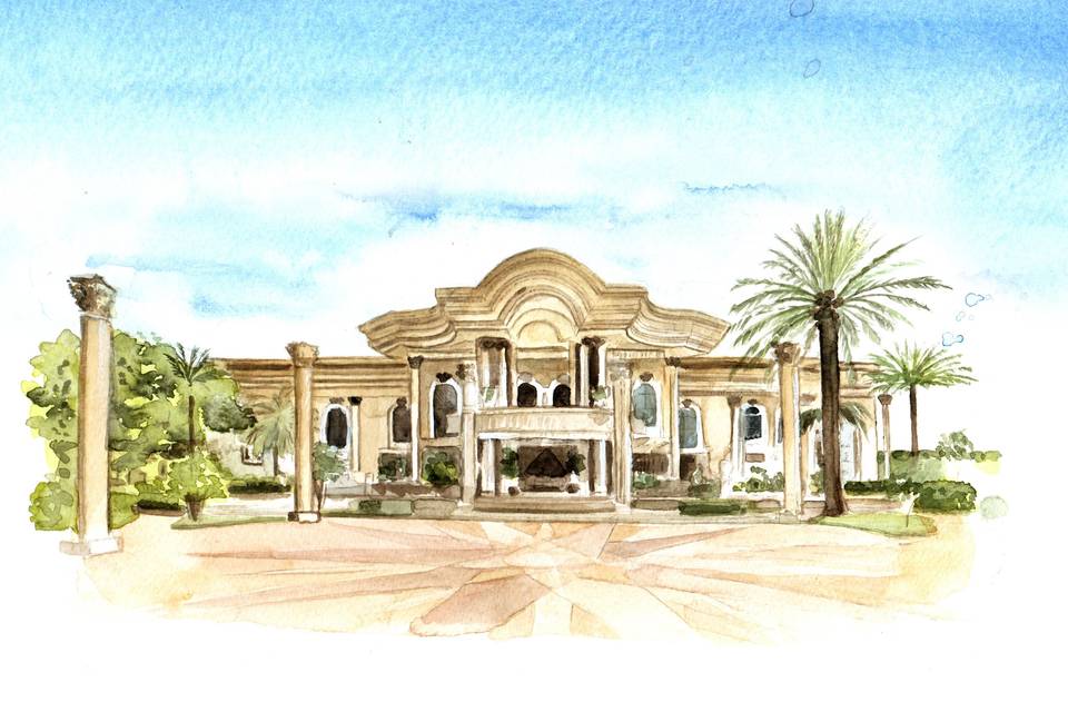 Aquarela de Paisagem Casamento
