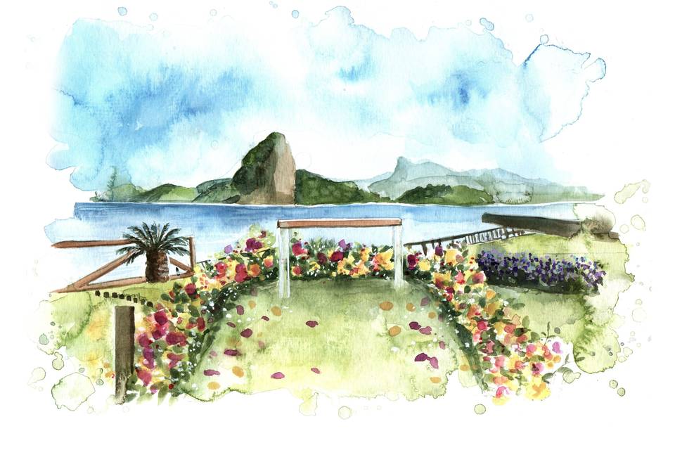 Aquarela de Paisagem Casamento