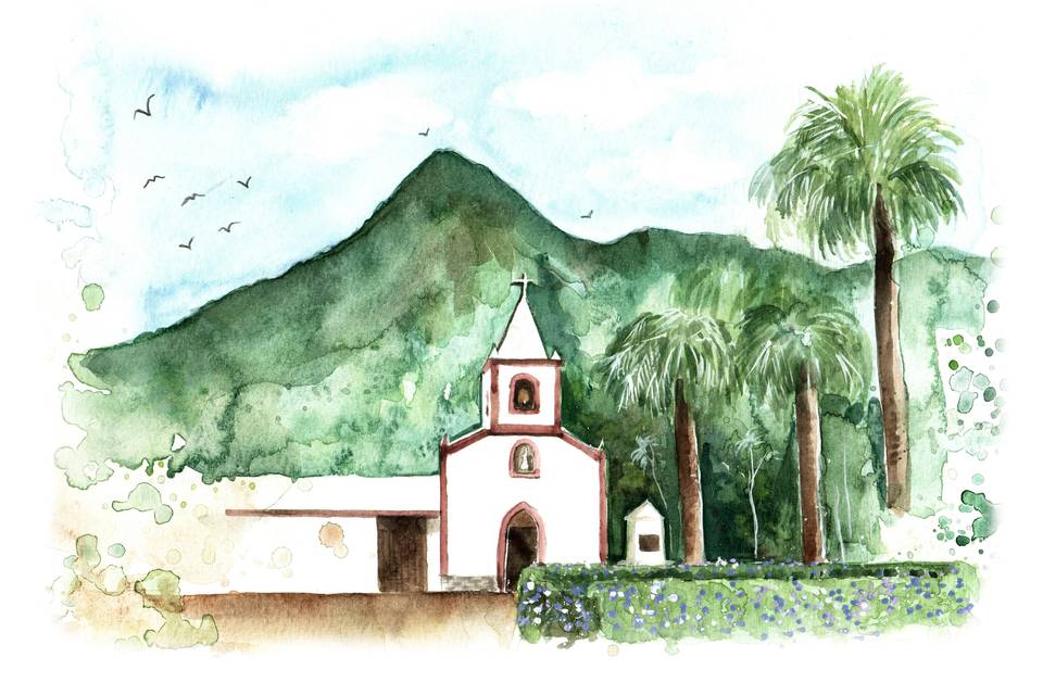 Aquarela de Paisagem Casamento