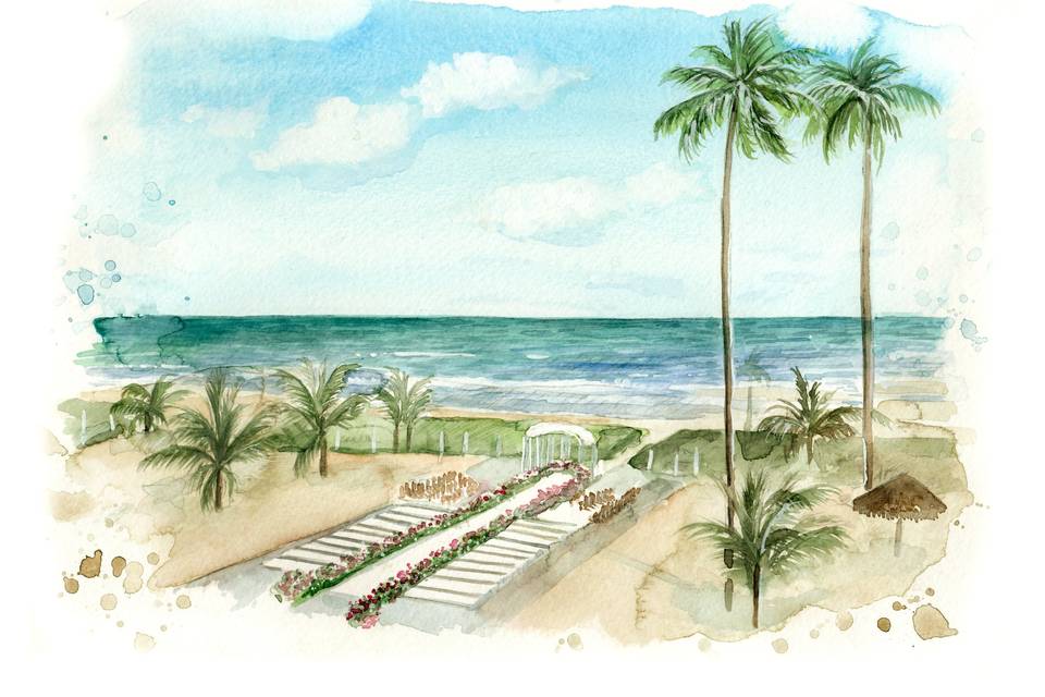 Aquarela de Paisagem Casamento