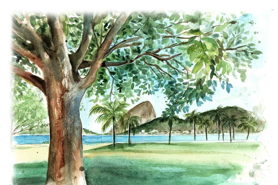 Aquarela de Paisagem Casamento