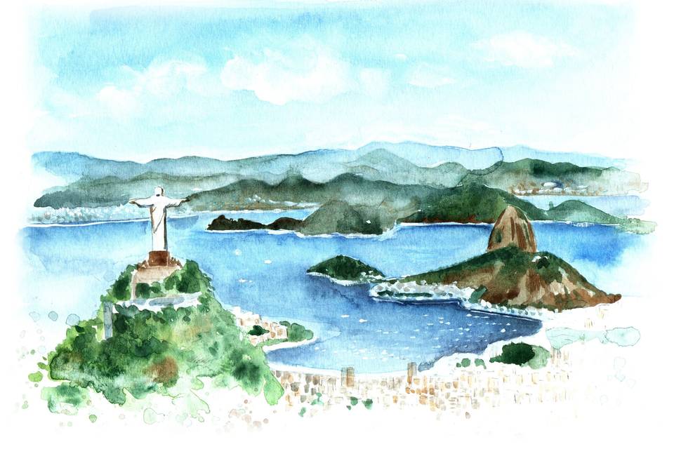 Aquarela de Paisagem Casamento