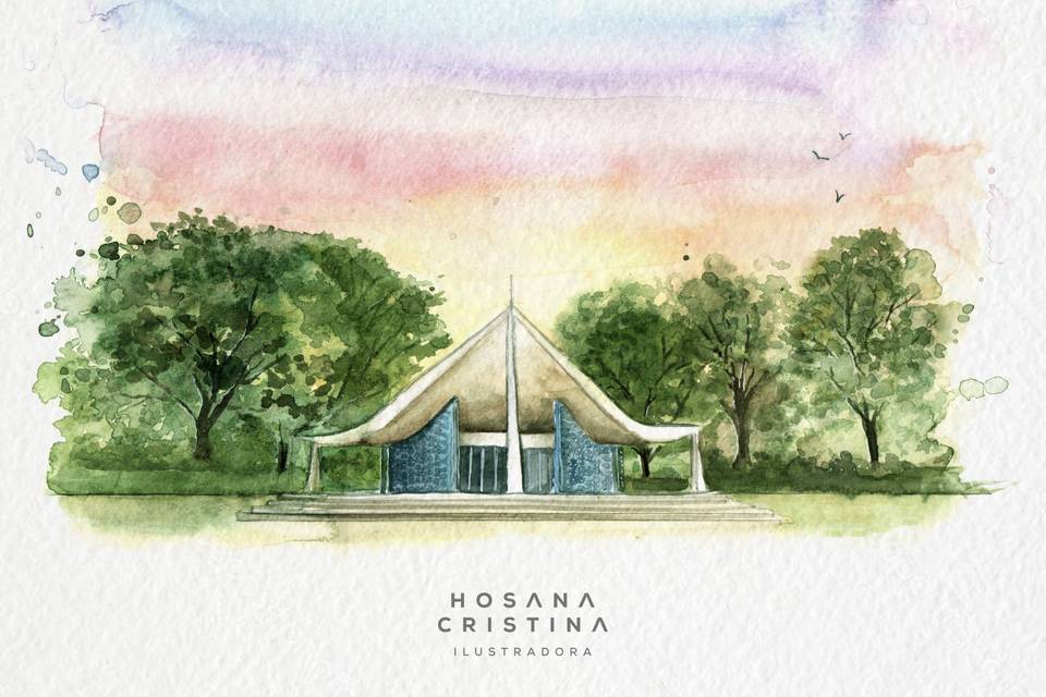 Aquarela de Paisagem Casamento