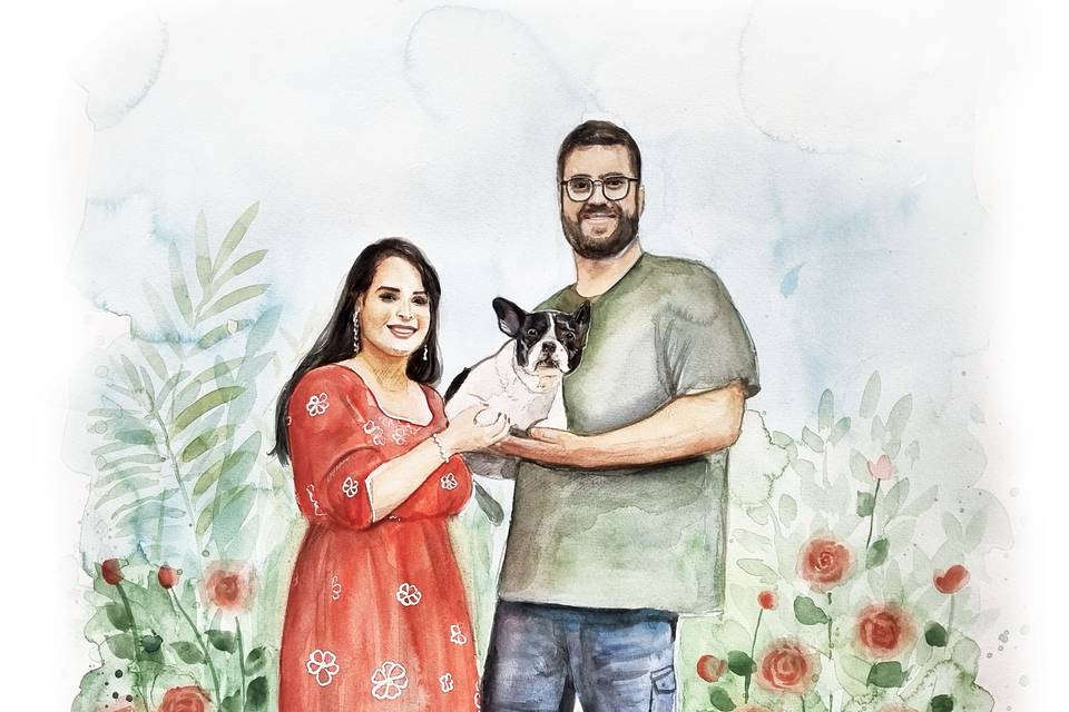 Aquarela Retrato Casamento