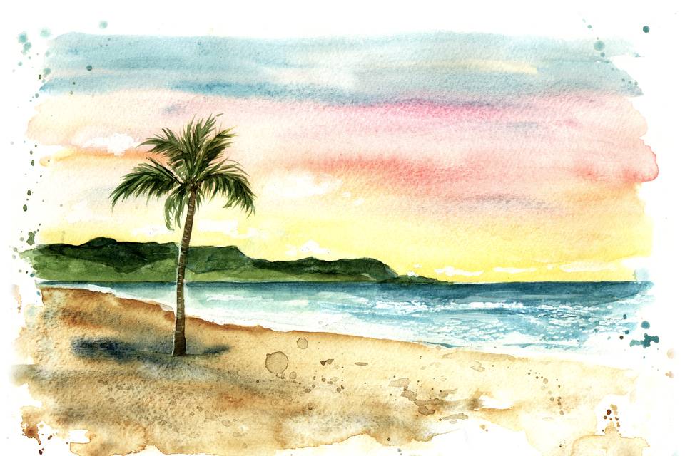 Aquarela de Paisagem Casamento