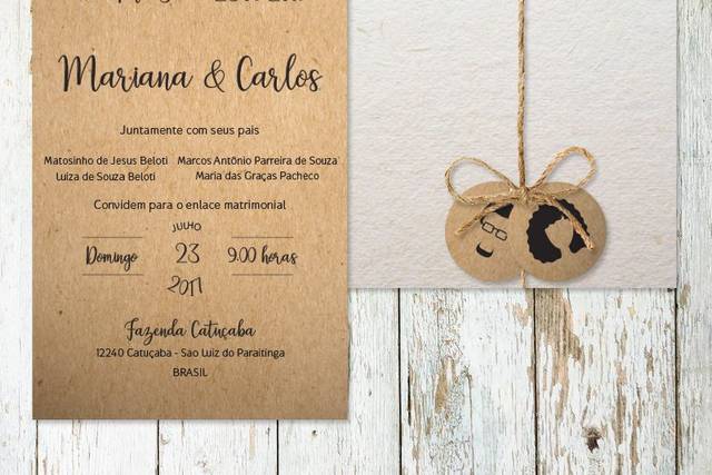 Convites de casamento rústico