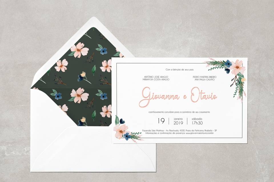 Convite + Envelope Estampado