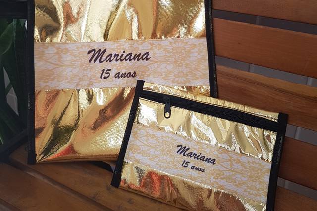 Ecobag e necessaire metalizada