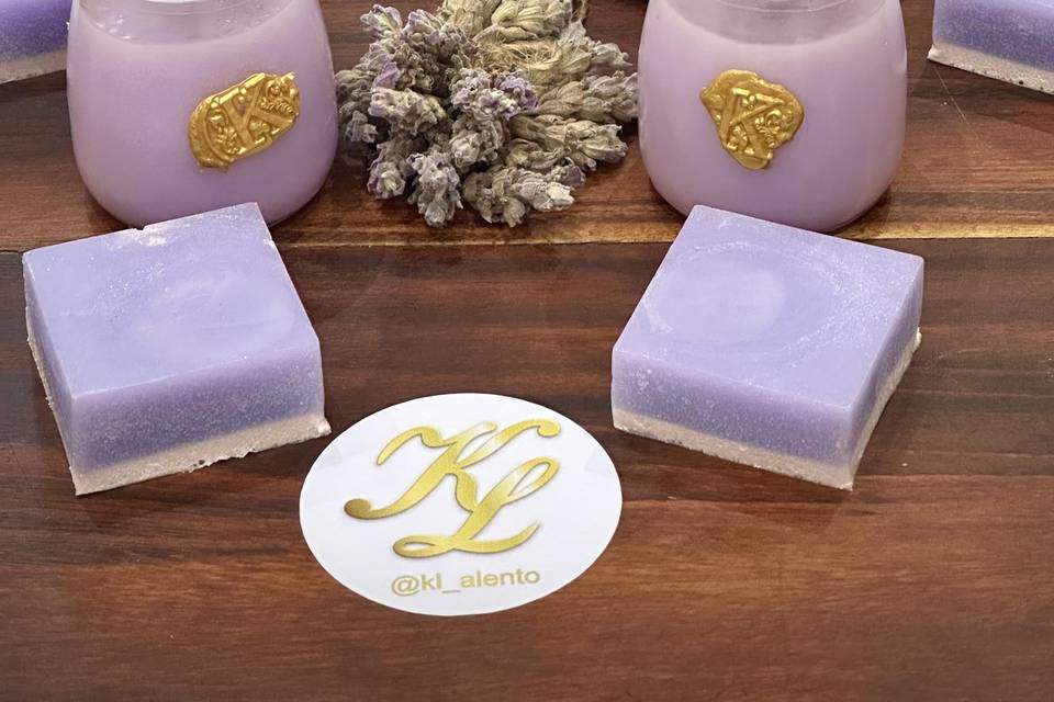 Vela e sabonete de lavanda