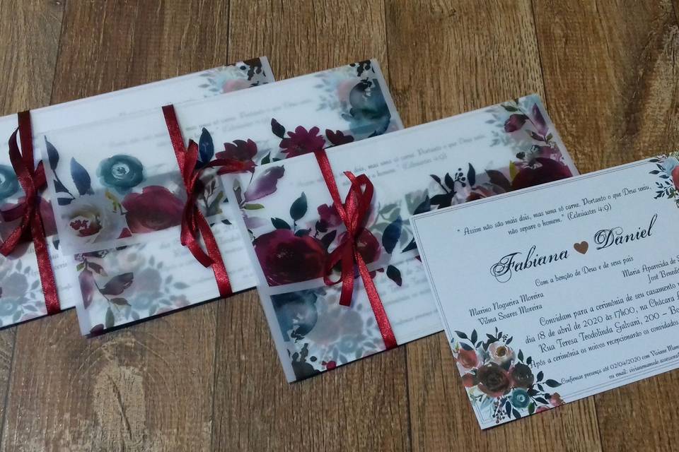 Convite floral marsala