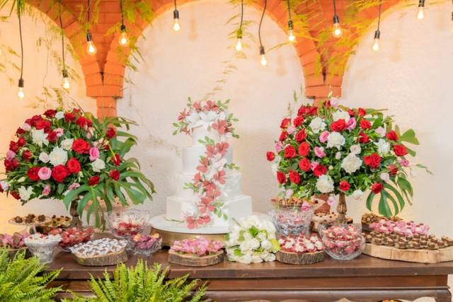 Cenário do bolo e doces