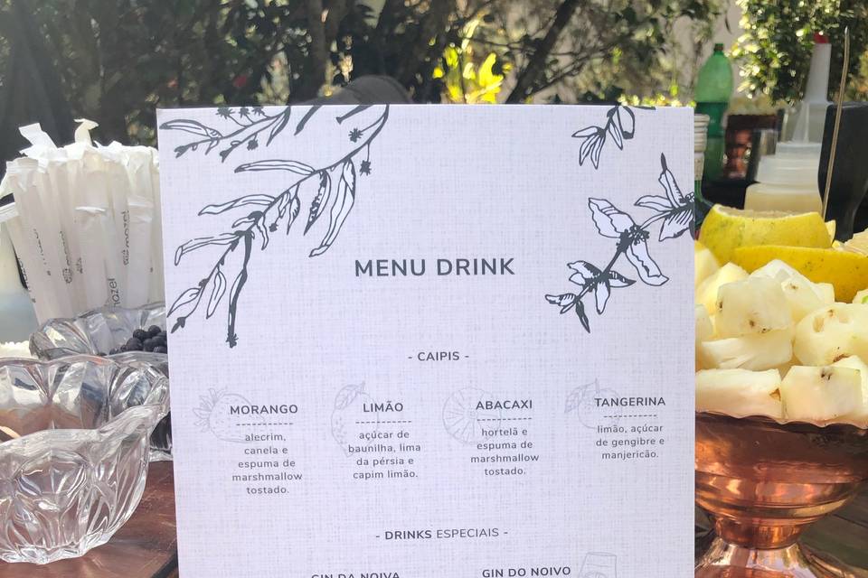 Menu drinque