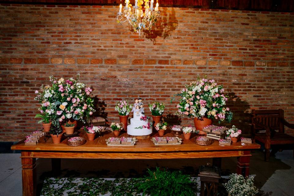 Mesa de doces rustica