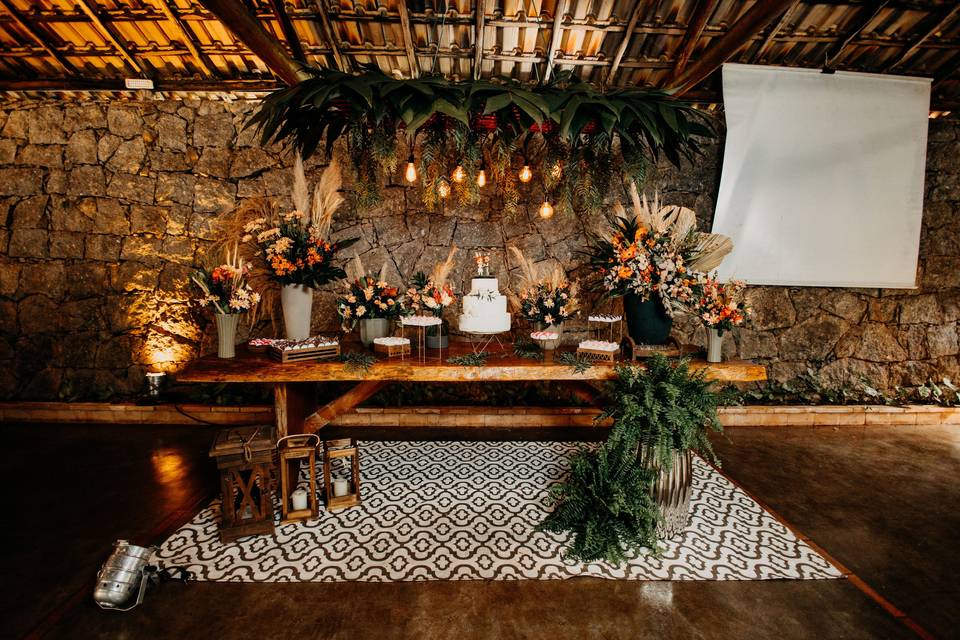Mesa de doces rustica
