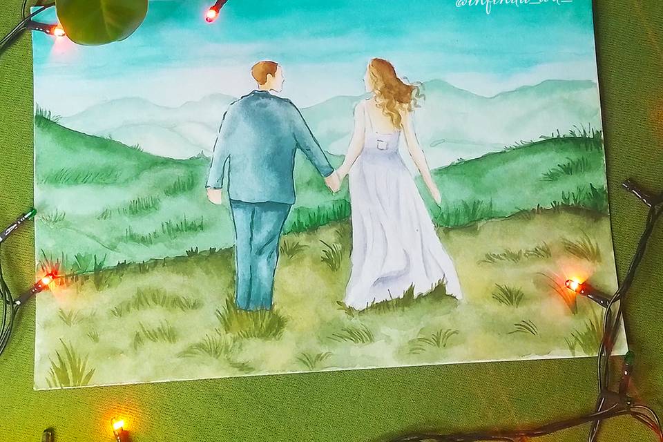 Aquarela personalizada dos noivos