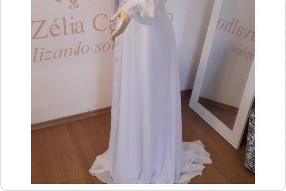 Vestido de noiva manga bufante