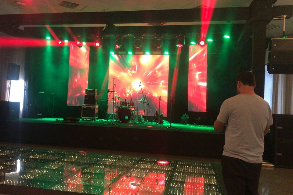 Estrutura de palco piso de led