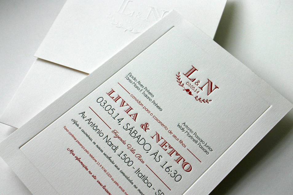 Convite em letterpress