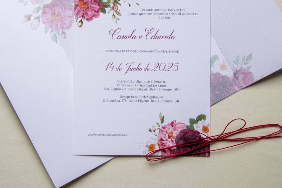 Convite com capa Marsala