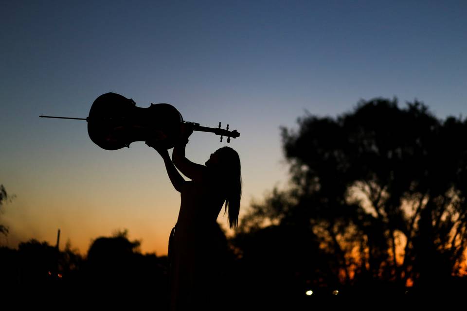 Cello e o por do sol