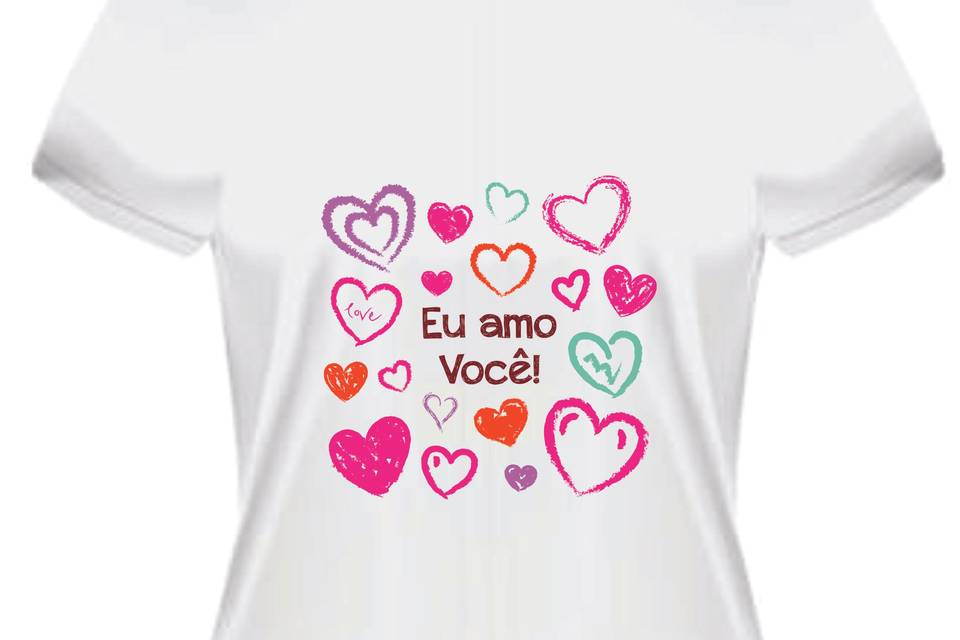 Camiseta corações Eu amo você