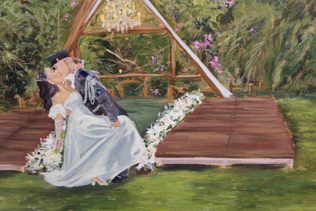 Pintura de noivos em acrílico