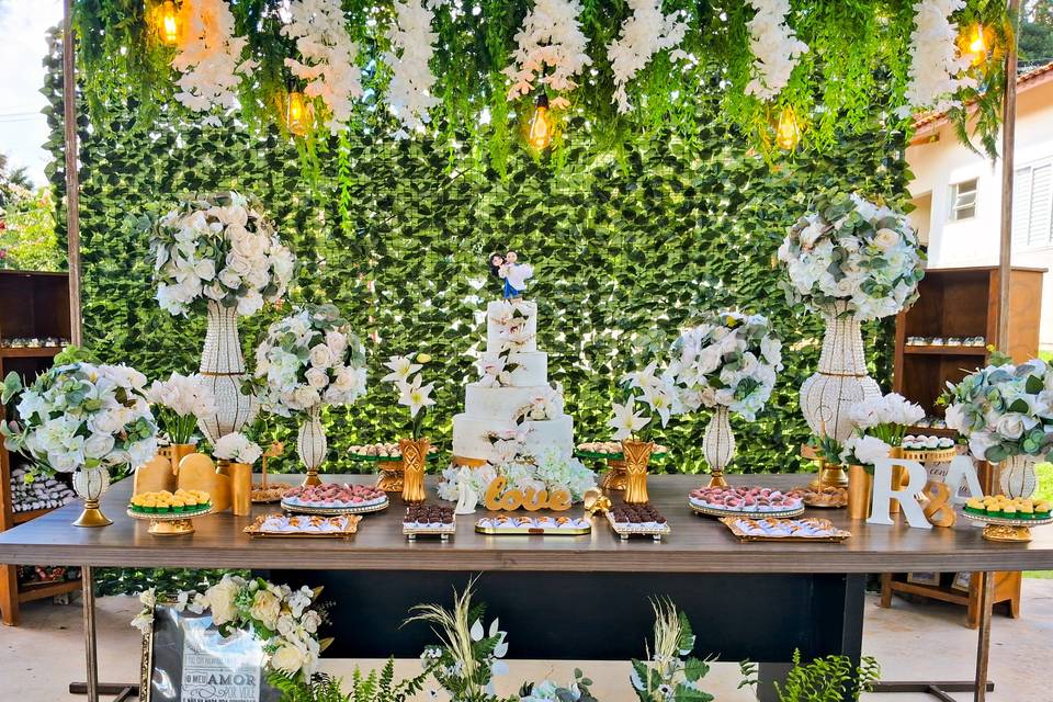 Casamento verde e branco